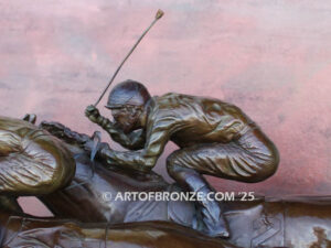 Sport of Kings horse racing bronze sculpture of two jockeys and running thoroughbreds