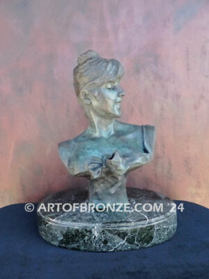 Timeless Beauty nouveau style bronze bust sculpture of female