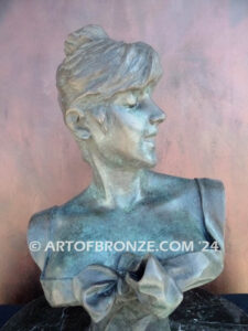 Timeless Beauty nouveau style bronze bust sculpture of female