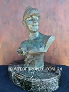 Timeless Beauty nouveau style bronze bust sculpture of female