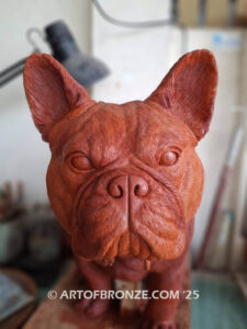 Queen Bea French bulldog bronze statue memorial