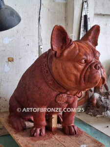 Queen Bea French bulldog bronze statue memorial
