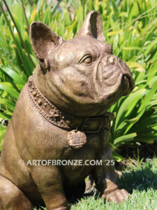 Queen Bea French bulldog bronze statue memorial