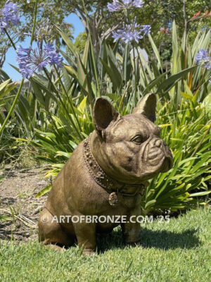 Queen Bea French bulldog bronze statue memorial