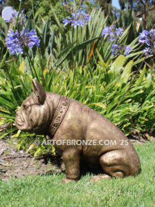 Queen Bea French bulldog bronze statue memorial