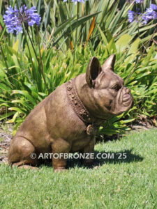 Queen Bea French bulldog bronze statue memorial