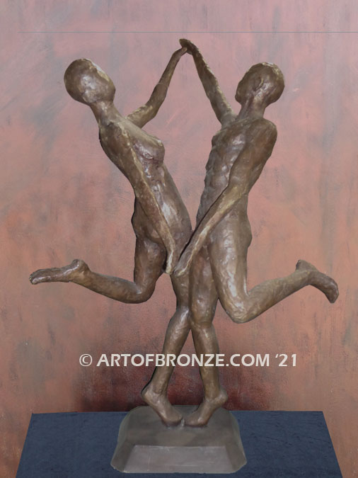 Lover Spirit bronze statue of modern/abstract dancing couple for private gallery or public display