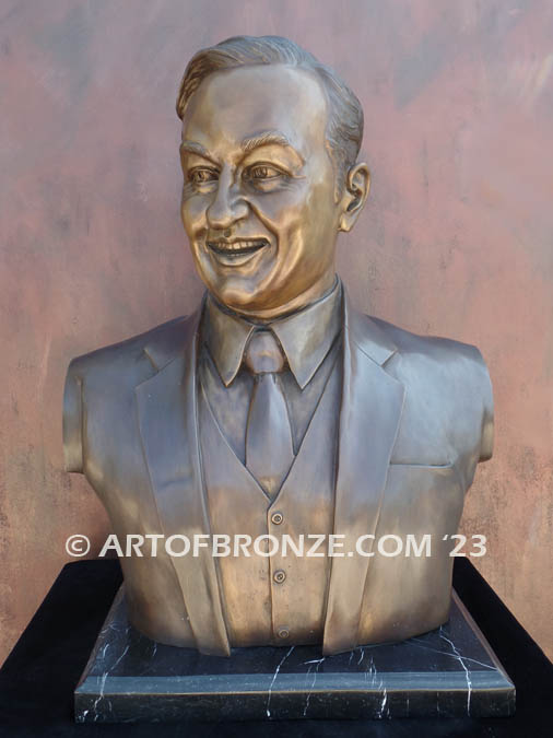 Private commission life-size bronze statue bust of corporate chairman