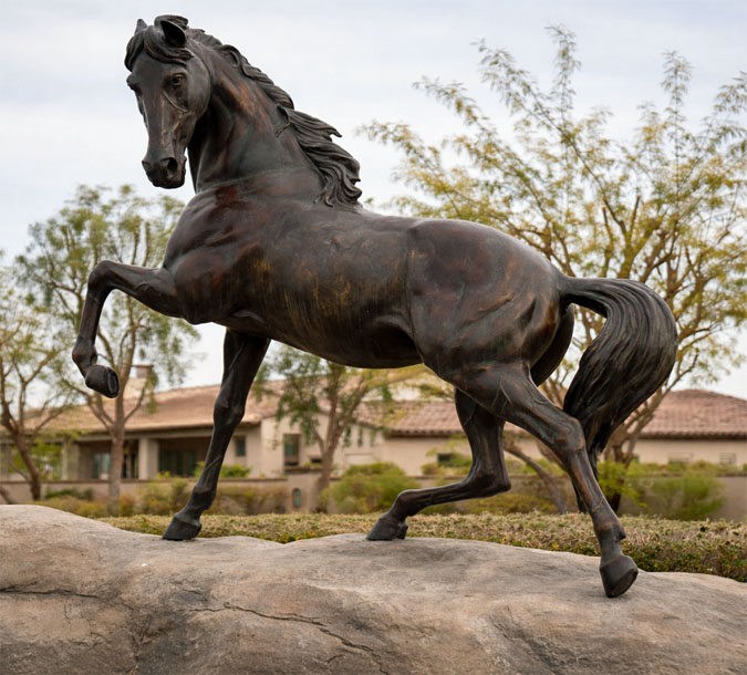bronze arabian stallion statue equestrian